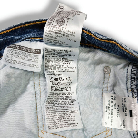 Levi’s 505 Regular Fit Straight Leg Jeans W34 L30 Dark Stonewash Zip Fly  Y2K - Picture 6 of 10